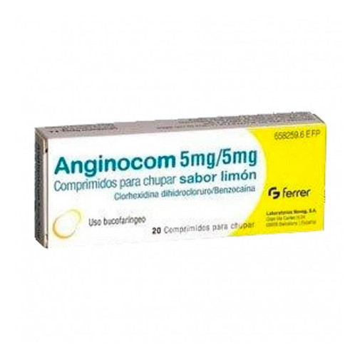 Anginocom 5 mg/5 mg 20 Comprimidos Para Chupar (Sabor Limón)