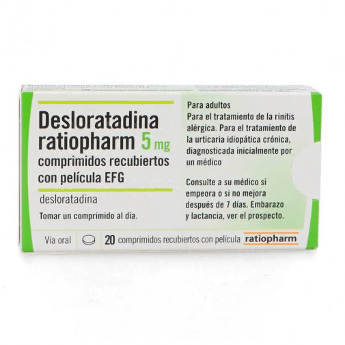 Desloratadina Ratiopharm Efg 5 Mg 20 Comprimidos Recubiertos