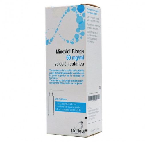 Minoxidil Biorga 50 Mg/ml Solucion Cutanea 1 Frasco 60 Ml + 1 Accionador De Boquilla Y 1 Accionador Con Canula