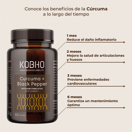 Kobho Curcuma + Piperina 60 Cápsulas