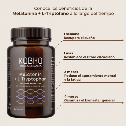 Kobho Melatonina + L-triptofano 60 Cápsulas