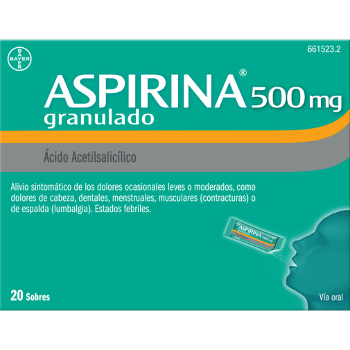 Aspirina 500 Mg 20 Sobres Granulado Oral
