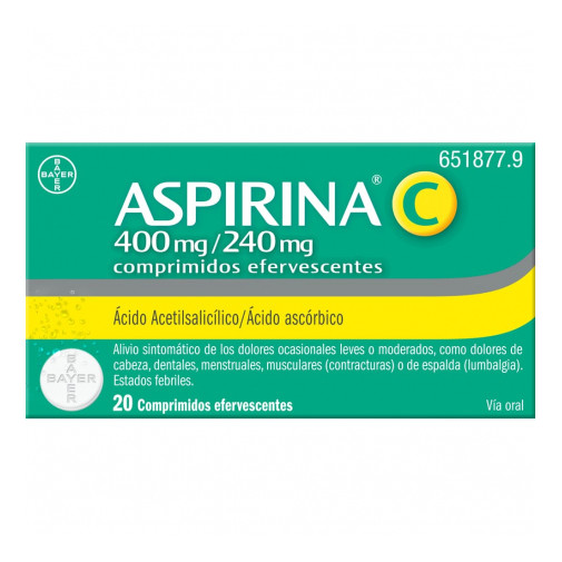 Aspirina C 400 Mg / 240 Mg 20 Comprimidos Efervescentes