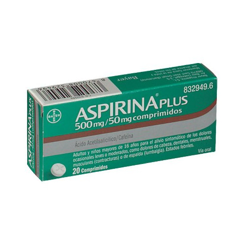 Aspirina Plus 500 Mg / 50 Mg 20 Comprimidos