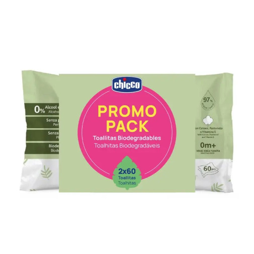 Chicco Toallitas Biodegradables 2x60 Bipack