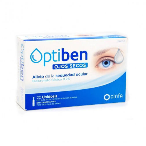 Optiben Colirio Ojos Secos 20 Ampollas Monodosis