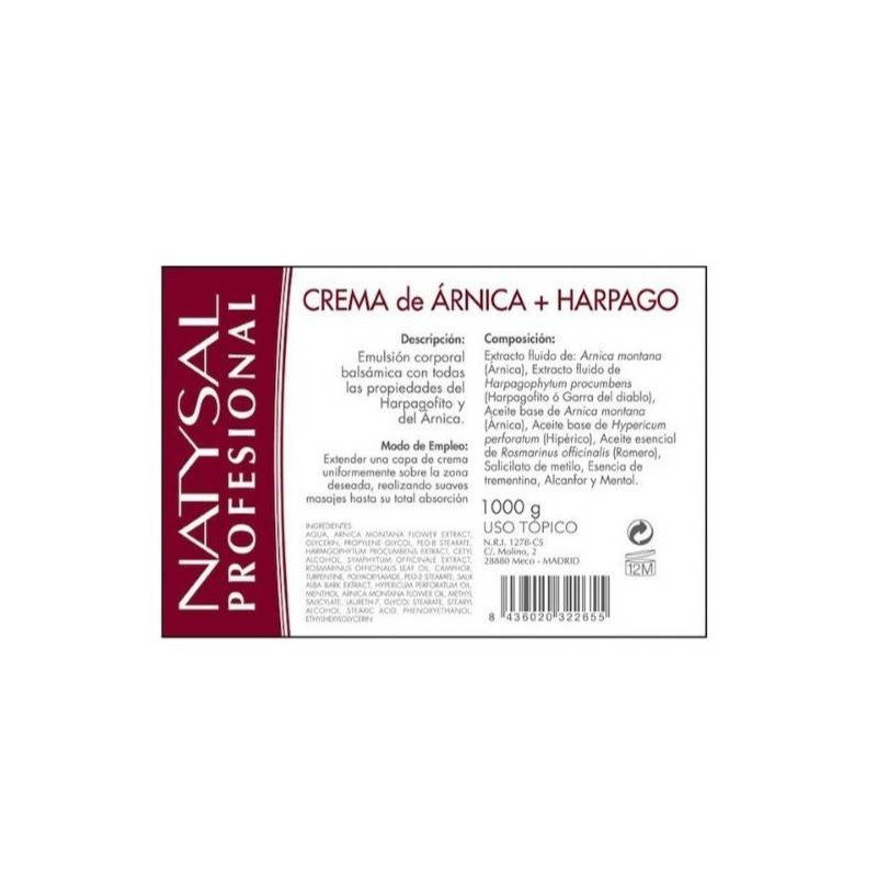 Crema de Árnica y Harpagofito 1000 g Natysal