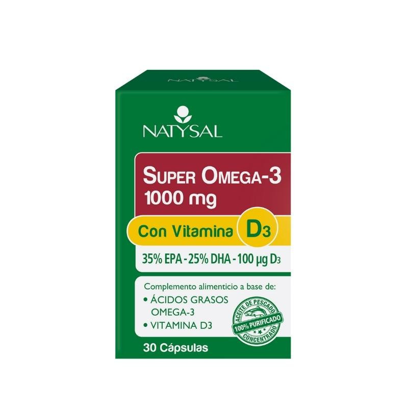 Super Omega 3 1000 mg EPA-DHA-Vitamina D 30 Cápsulas Natysal